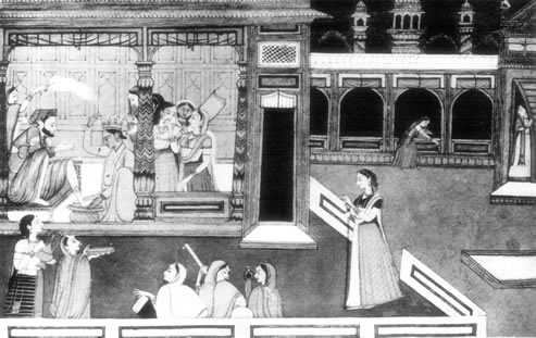 Images from the Bhagavad-Gita, Krishna welcoming the Brahman Sudama

,Image 12 of 40  -  44 kB