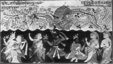 Images from the Bhagavad-Gita, Krishna dancing with the Cowgirls

,Image 16 of 40  -  38 kB