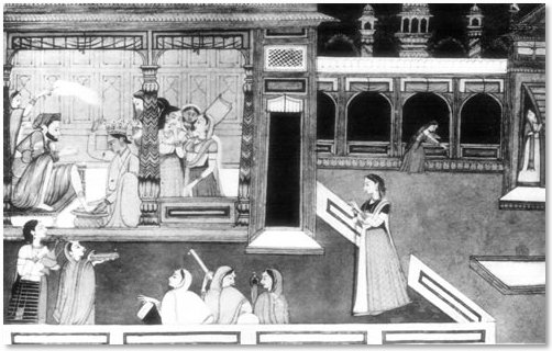Krishna welcoming the Brahman Sudama - Indian Art Depicting the Loves of Krishna