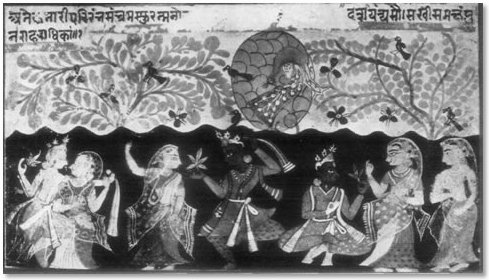 Krishna dancing with the Cowgirls - Indian Art Depicting the Loves of Krishna