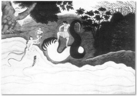 The Quelling of the Snake Kaliya - Indian Art Depicting the Loves of Krishna