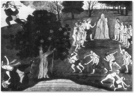 Balarama killing the Demon Pralamba - Indian Art Depicting the Loves of Krishna