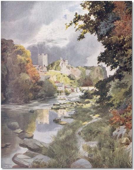 a stream with a ruined castle in the background  [#image.long_description#]